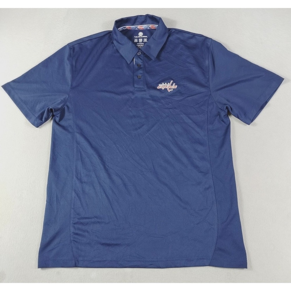 Washington Capitals Shirt Mens Large Blue NHL Hockey Levelwear Polo Performance